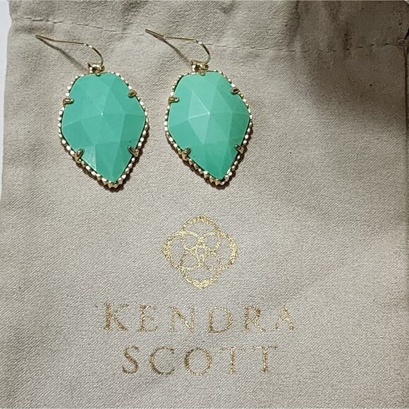 Kendra Scott Green Turquoise and Gold Corley Earrings - Picture 2 of 6